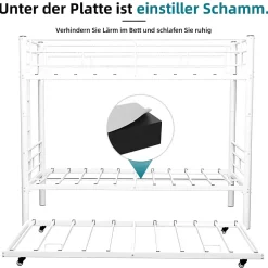 Okwish Lit Superposé Convertible 90x190 cm - Lit Enfant avec Échelle et Garde-Corps Silencieux , Fer - Sans Matelas - Blanc