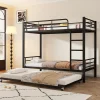 Enfant Simple Life Lit superposé en métal, adapté enfants et ados, avec lit gigogne, 4 barrières, noir, 90x200cm, 90x190cm