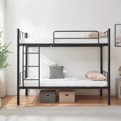 [En.Casa] Lit superposé en métal Berimma 90 x 200 cm noir en.casa Sale
