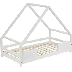 Enfant Okwish Lit Superposé enfant 90x200 cm - Lit Simple en Bois Massif de Pin, Capacité 120 kg, Sans Matelas, Blanc