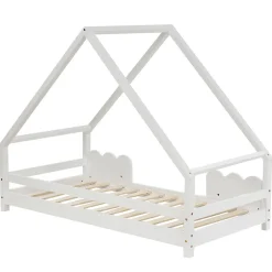 Enfant Okwish Lit Superposé enfant 90x200 cm - Lit Simple en Bois Massif de Pin, Capacité 120 kg, Sans Matelas, Blanc