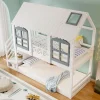 ProximaX Lit superposé enfant 90x200 cm blanc/gris en pin et MDF avec barrières de sécurité, 3 tiroirs et rangement Online