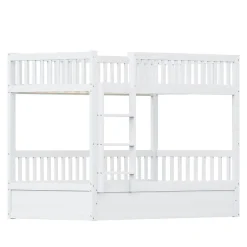 ProximaX Lit superposé enfant 90x200 cm en bois massif blanc avec système de rangement hydraulique, lit solide, durable et fonctionnel New