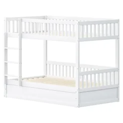 ProximaX Lit superposé enfant 90x200 cm en bois massif blanc avec système de rangement hydraulique, lit solide, durable et fonctionnel New