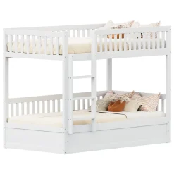 ProximaX Lit superposé enfant 90x200 cm en bois massif blanc avec système de rangement hydraulique, lit solide, durable et fonctionnel New