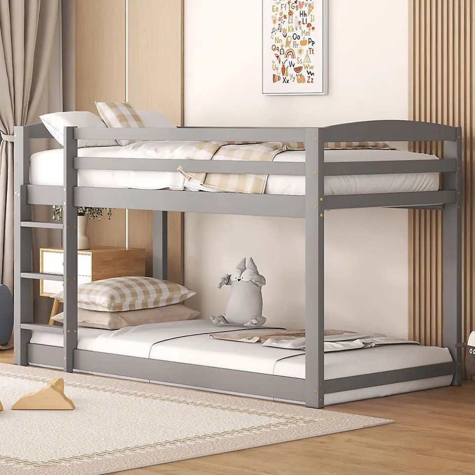 Enfant Blackcolors Lit Superposé Enfant 90X200Cm Pin Gris