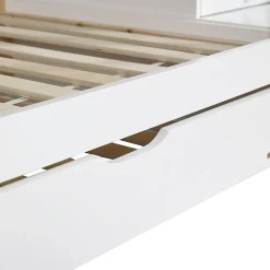 Enfant Fortuna lai Lit superposé extensible avec échelle 3 tiroirs, sécurité, cadre bois, naturel,blanc