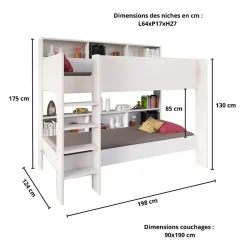 Enfant Weber Industries Lit superposé LUCKY 90x190 + 2 sommiers / Blanc