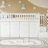 Redom Lit superposé multifonction avec bureau armoire 2 casiers échelle garde-corps pin MDF blanc 90x200 Best