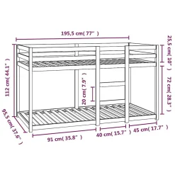 Enfant Vidaxl Lit superposé sans matelas blanc 90x190 cm bois de pin massif