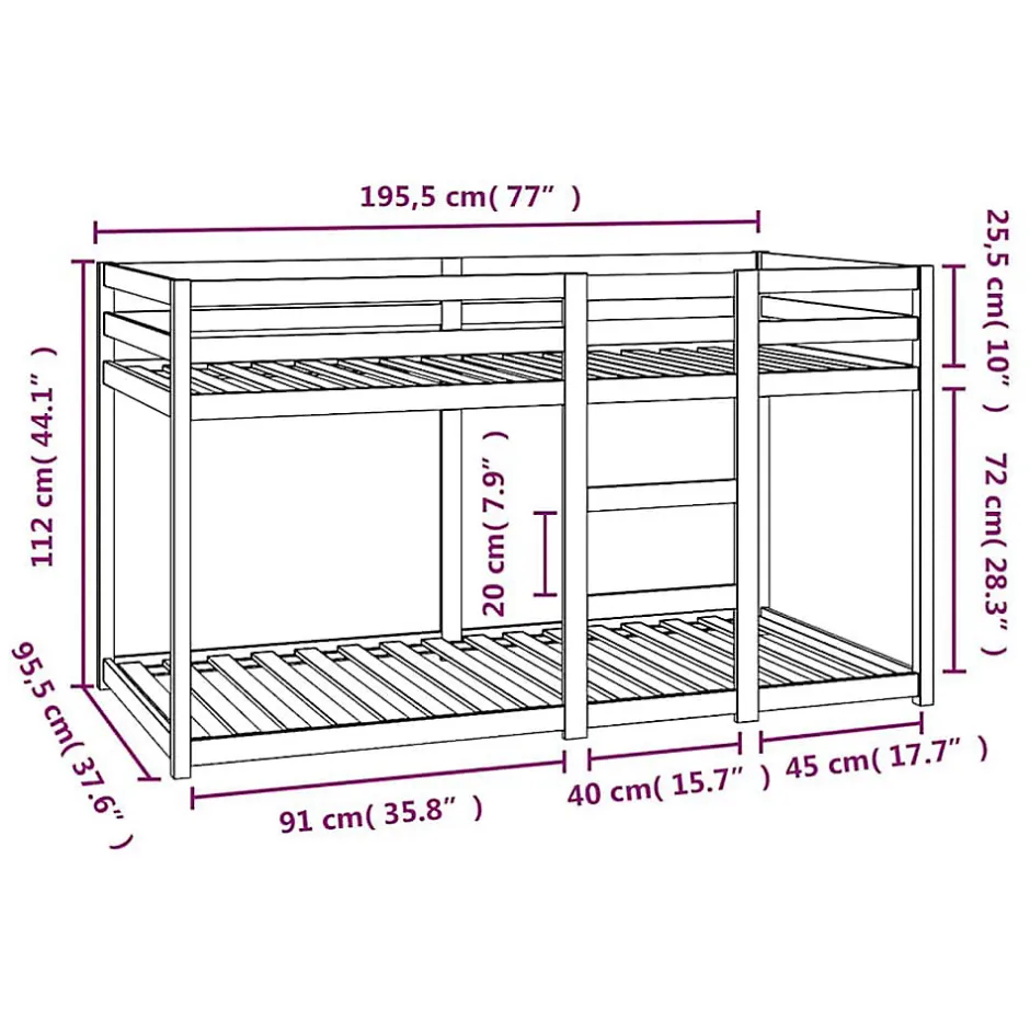 Enfant Vidaxl Lit superposé sans matelas blanc 90x190 cm bois de pin massif