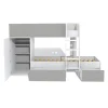 Enfant Bb Loisir Lit superposé 90x190 avec armoire et tiroirs TWEEL Gris et Blanc incl. 2 sommiers