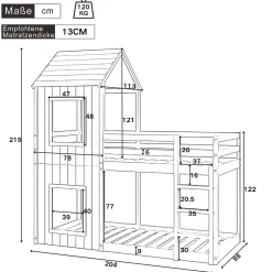 Okwish Lit Superposé 90x200 cm - Lit Cabane enfant avec Échelle et Baldaquin - Bois de Pin - Sans Matelas - Blanc Clearance