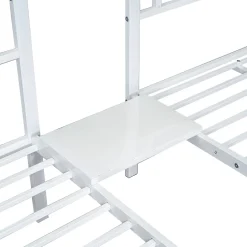 Fortuna lai Lit superposé 90x200 cm, 3 lits, échelle, table, cadre métal, blanc Online