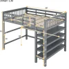 Redom Lit superposé 140x200 cm avec bureau intégré et étagères en pin massif et MDF, finition grise, gain de place Sale