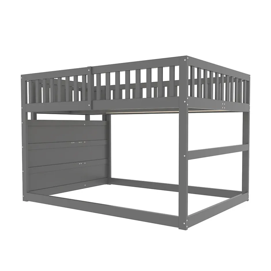 Enfant Redom Lit superposé 140x200 cm avec échelle sécurisée et 4 tiroirs de rangement, structure bois gris