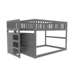 Enfant Redom Lit superposé 140x200 cm avec échelle sécurisée et 4 tiroirs de rangement, structure bois gris