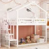 Redom Lit superposé 90x200 cm avec échelle de sécurité et grand rangement, structure en bois massif blanc Hot