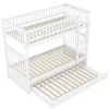 Redom Lit superposé 90x200 cm avec lit gigogne et échelle intégrée en pin blanc, modulable, gain de place Hot