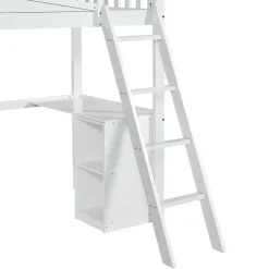 Fortuna lai Lit superposé 90x200 cm avec table, armoire, sécurité, échelle 4 marches, cadre bois Clearance