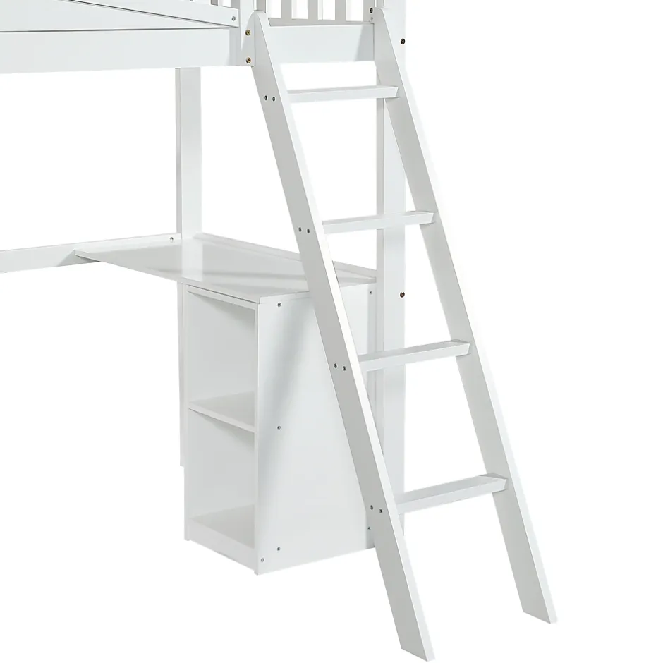 Fortuna lai Lit superposé 90x200 cm avec table, armoire, sécurité, échelle 4 marches, cadre bois Clearance