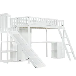 Fortuna lai Lit superposé 90x200 cm avec table, armoire, sécurité, échelle 4 marches, cadre bois Clearance
