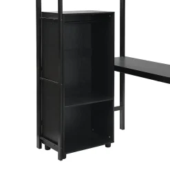 Enfant Fortuna lai Lit superposé 90x200 cm, avec table, armoire, échelle 5 marches, cadre métal, noir