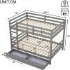 Redom Lit superposé 140x200 cm avec tiroirs de rangement et échelle intégrée, structure pin/MDF gris Hot