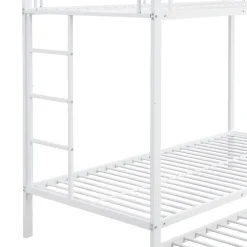 ProximaX Lit superposé 90x200 cm blanc, cadre en fer, lit gigogne 90x190 cm, sommier à lattes, 2 échelles, certifié EN747, durable Best