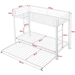 ProximaX Lit superposé 90x200 cm blanc, cadre en fer, lit gigogne 90x190 cm, sommier à lattes, 2 échelles, certifié EN747, durable Best