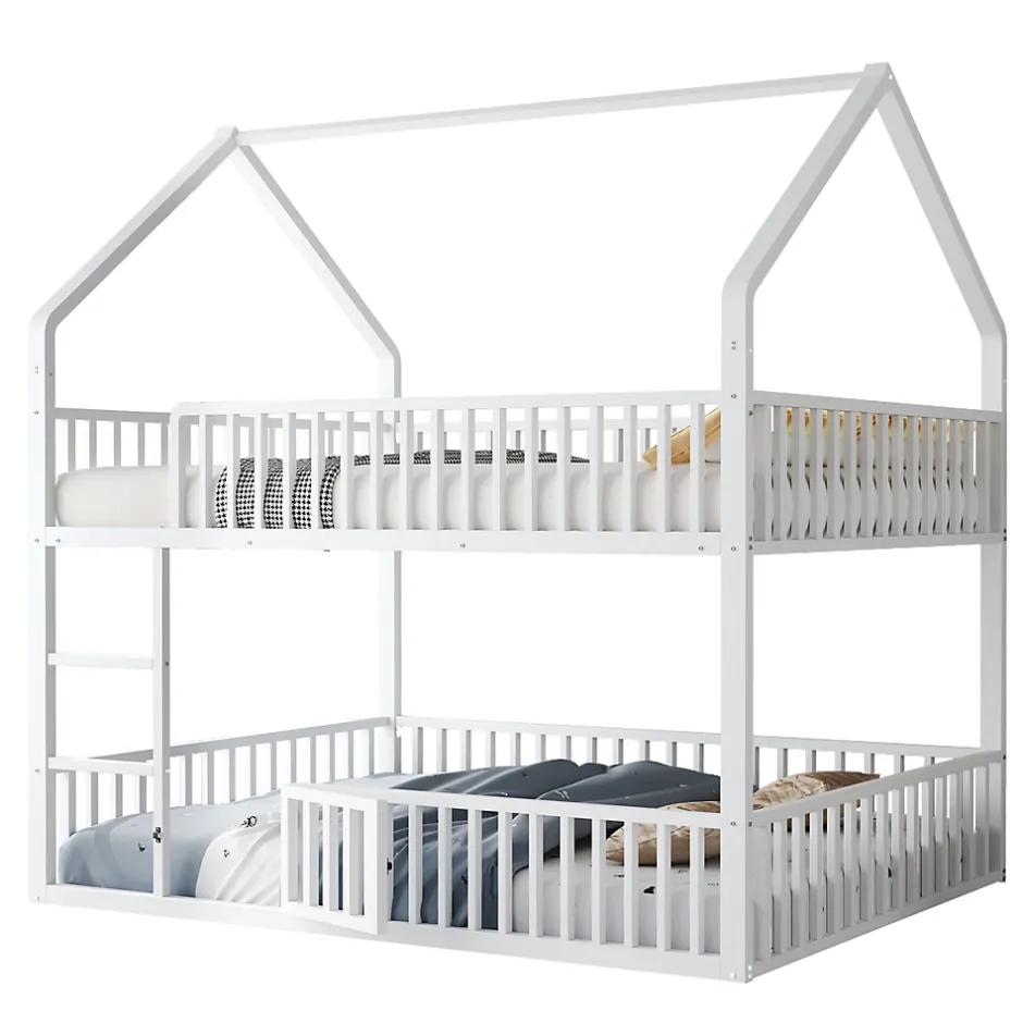 Redom Lit superposé 140x200 cm en métal avec échelle intégrée et porte ouvrante, style maison ludique Sale