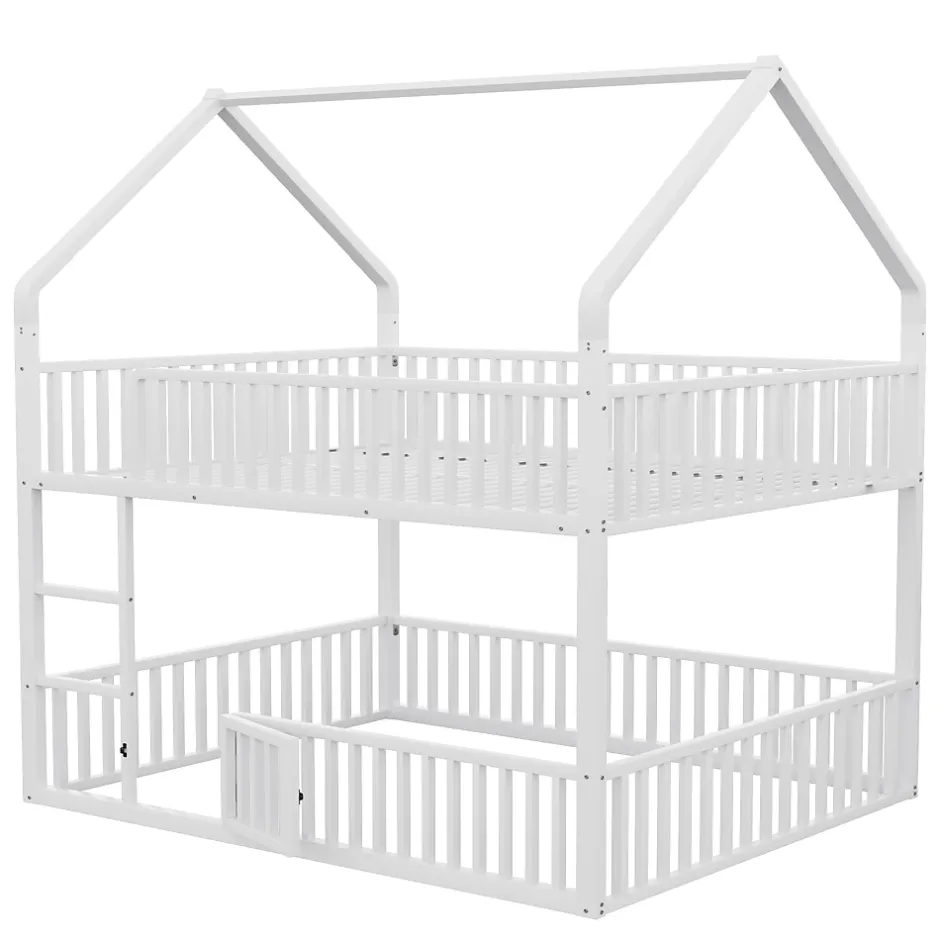Redom Lit superposé 140x200 cm en métal avec échelle intégrée et porte ouvrante, style maison ludique Sale