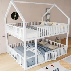 Redom Lit superposé 140x200 cm en métal avec échelle intégrée et porte ouvrante, style maison ludique Sale