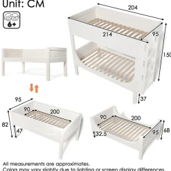 Enfant Okwish Lit Superposé 90x200 cm, Lit Enfant Démontable en 2 Lits Simples avec Échelle, Bois Massif + MDF, Blanc