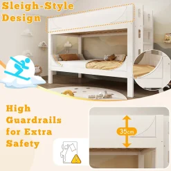Enfant Okwish Lit Superposé 90x200 cm, Lit Enfant Démontable en 2 Lits Simples avec Échelle, Bois Massif + MDF, Blanc