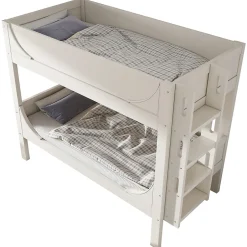 Enfant Okwish Lit Superposé 90x200 cm, Lit Enfant Démontable en 2 Lits Simples avec Échelle, Bois Massif + MDF, Blanc