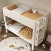 Enfant Redom Lit superposé 90x200 cm séparables avec échelle amovible et design luge en bois et métal, blanc