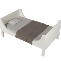 Enfant Redom Lit superposé 90x200 cm séparables avec échelle amovible et design luge en bois et métal, blanc