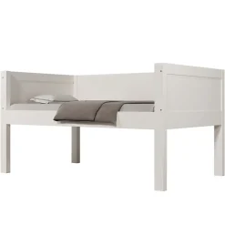 Enfant Redom Lit superposé 90x200 cm séparables avec échelle amovible et design luge en bois et métal, blanc