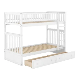 ProximaX Lit superposé 90x200cm pour enfants avec tiroirs, convertible, fonctionnel, blanc, Lit cabriolet pratique et gain de place Discount