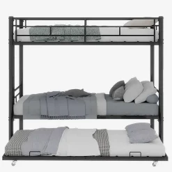 Redom Lit superposé 196,6x97,8x156,5 cm en métal noir, convertible en 2 lits avec échelle antidérapante Hot