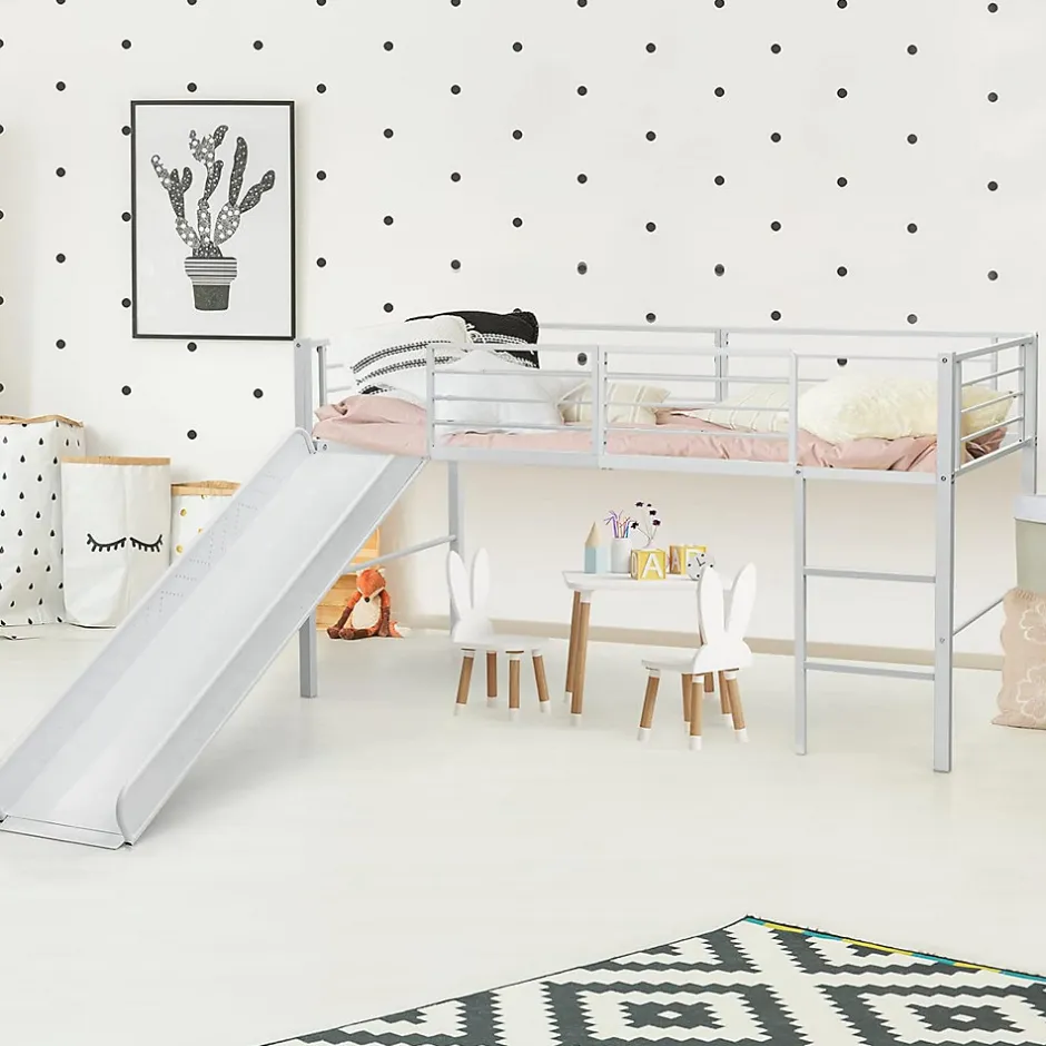 Enfant Giantex Lit Superpose avec Echelle et Toboggan Amovible Cadre de Lit pour Enfant avec Cloture de Securite