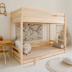 Enfant Petits-Meubles Lit superpose 90x200 au sol sommiers inclus Anaëlle Bois