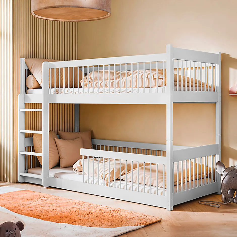 Enfant Petits-Meubles Lit superpose 90x190 au sol sommiers inclus Marion Blanc
