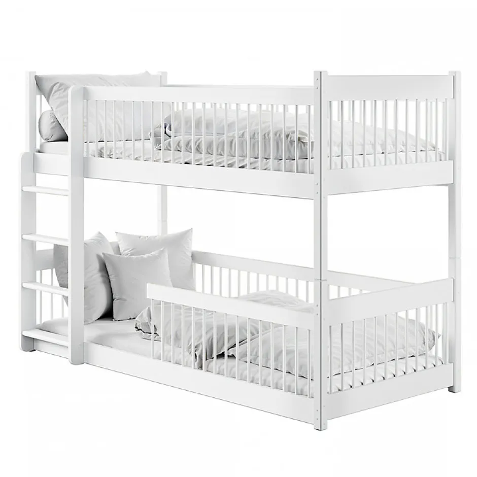 Enfant Petits-Meubles Lit superpose 90x190 au sol sommiers inclus Marion Blanc