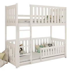 Petits-Meubles Lit superpose 90x200 au sol sommiers inclus Gabin Blanc Discount