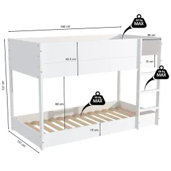 Weber Industries LIT SUPERPOSE 90x190 BOB + 2 SOMMIERS / Blanc New