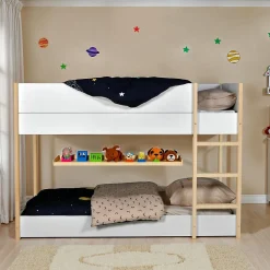 Enfant Weber Industries LIT SUPERPOSE 90x190 BOB + 2 SOMMIERS / Blanc et Bois clair