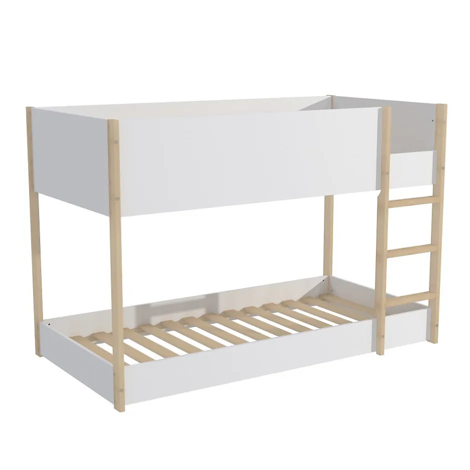 Enfant Weber Industries LIT SUPERPOSE 90x190 BOB + 2 SOMMIERS / Blanc et Bois clair