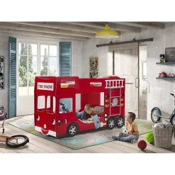Petits-Meubles Lit superpose 90x200 Camion de pompier sommier inclus Vipack Car Beds - Rouge Sale